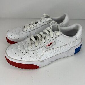 Puma 370248 01 Cali RWB Shoes Womens Size 8.5 White Leather Sneakers